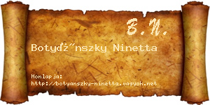 Botyánszky Ninetta névjegykártya